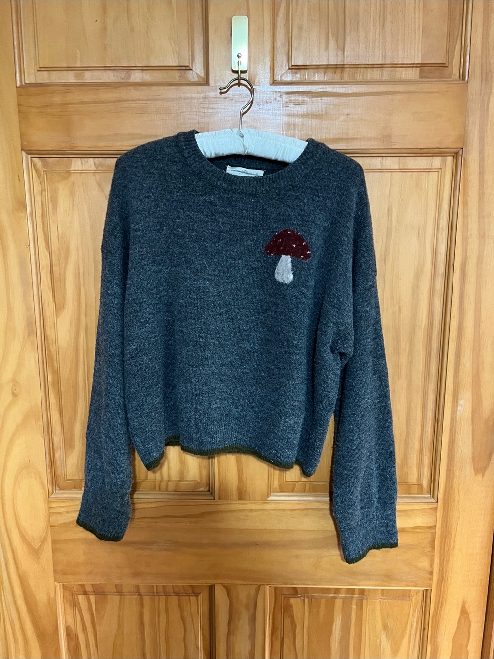 NATURAL LIFE Charcoal Sweater with Brick Red Mushroom 🍄